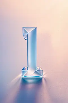 AI数字艺术磨砂玻璃材质数字1图片-众图网