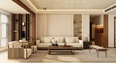 设计师沐白-宋式美学一层客餐厅装修效果图第1张