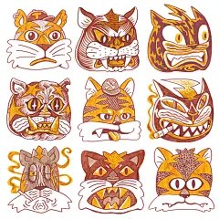 9 faces 3puck Character design  ILLUSTRATION 