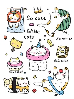 简笔画九宫格合集｜猫猫在人间传递美好～ - 小红书