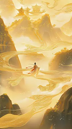 花瓣素材_中国风系列鎏金山水敦煌风通用背景素材_193584198