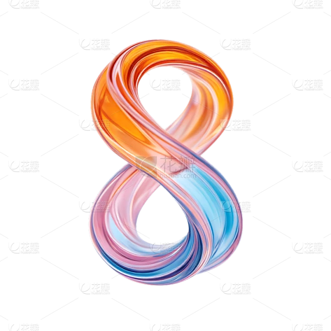 促销系列立体感炫彩螺旋玻璃数字艺术字元素