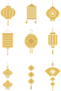 中国风矢量黄色灯笼元素素材