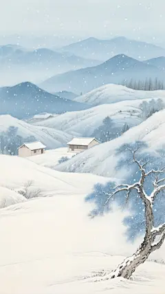 大寒小寒肌理感秋冬山水背景图片