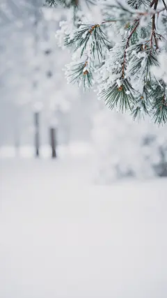 大寒小寒实景感松枝积雪雪地背景图片