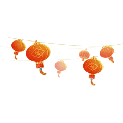 新年新春春节龙年喜庆中式红色灯笼装饰元素素材