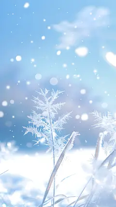 大寒小寒实景感光感冰晶雪花背景图片