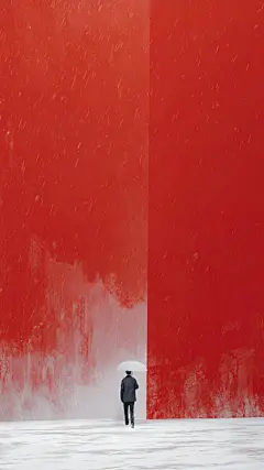 大寒小寒实景感雪地红墙人物背景图片