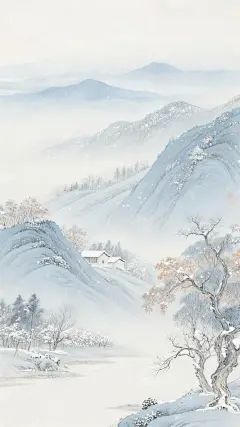 大寒小寒肌理感秋冬山水背景图片