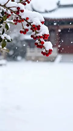 大寒小寒实景感冬青红梅特写背景图片