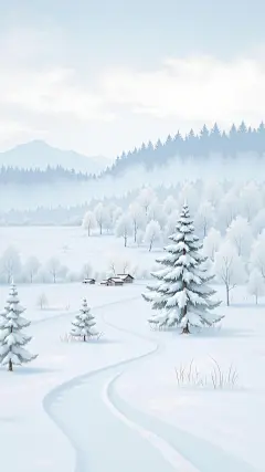 大寒小寒中国风雪地村落背景图片