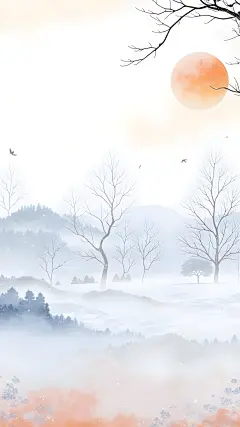 大寒小寒中国风弥散温暖雪地背景图片