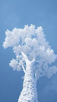 大寒小寒实景感雾凇雪松背景图片