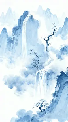 大寒小寒弥散秋冬山水背景