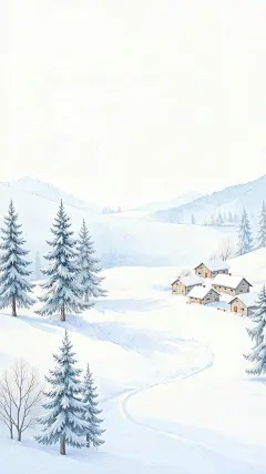 大寒小寒中国风雪地村落背景图片