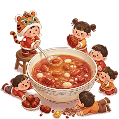 腊八卡通插画人物腊八粥元素