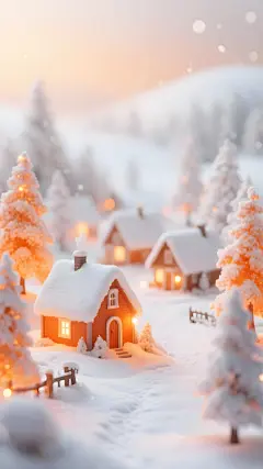 大寒小寒微缩材质感雪地小屋背景图片