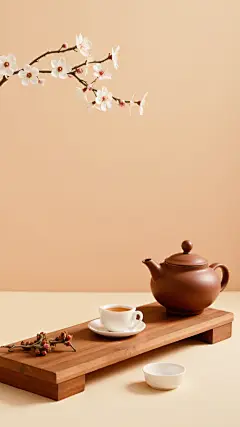 大寒小寒实景光影感室内茶具背景图片