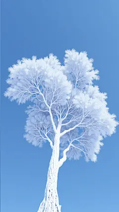 大寒小寒实景感雾凇雪松背景图片