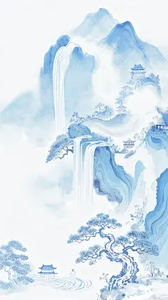 大寒小寒弥散秋冬山水背景
