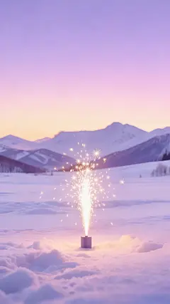 大寒小寒实景感梦幻雪地烟花背景图片