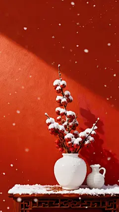 大寒小寒实景感落雪山楂背景